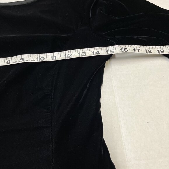 Vintage Maggy London Dress 8 Black Velvet Midi A Line Low Back Witchy Whimsigoth - Picture 6 of 7